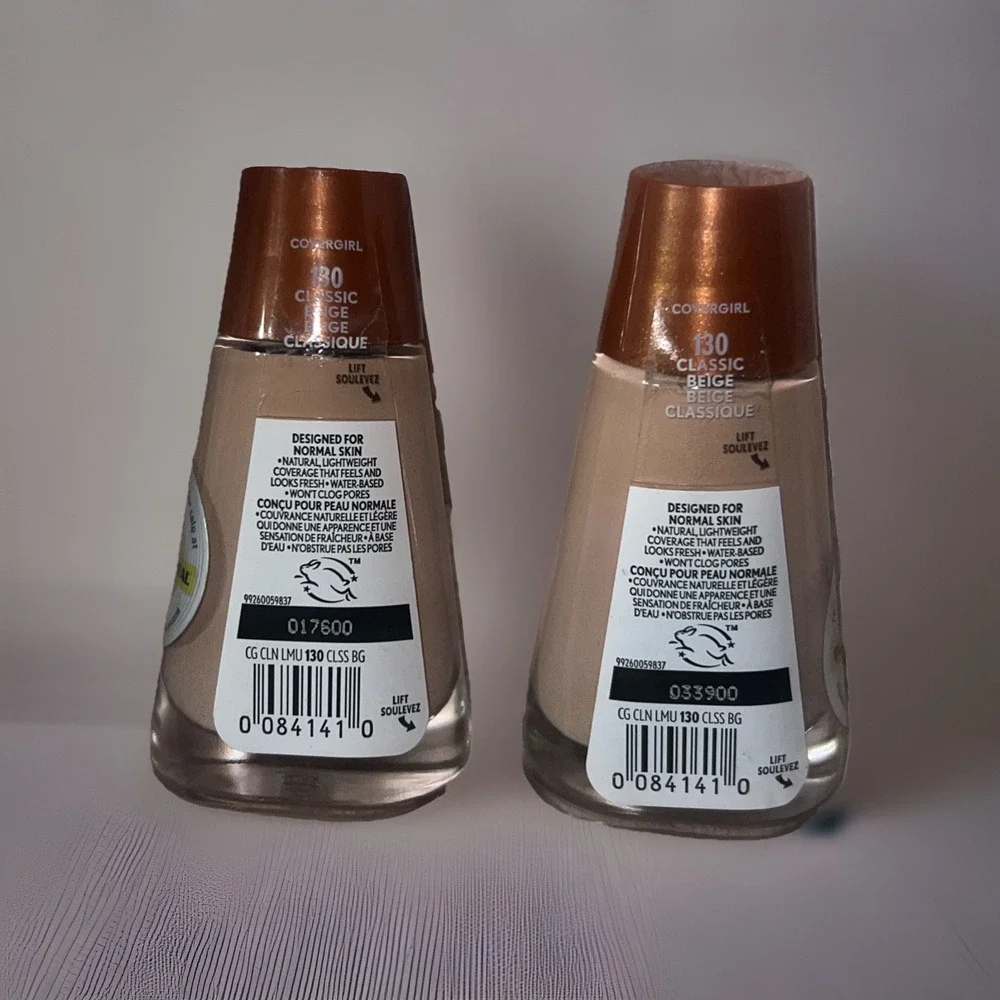 (2 Pack) CoverGirl Clean Liquid Foundation, 130 Classic Beige (1 oz Each) New